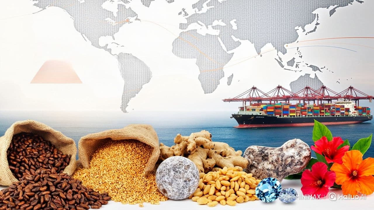 Agricultural and mineral products collage
